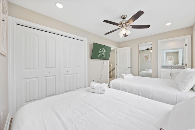 201-E Madison Ct, Myrtle Beach, SC 29577 - bedroom with a closet, recessed lighting, and a ceiling fan