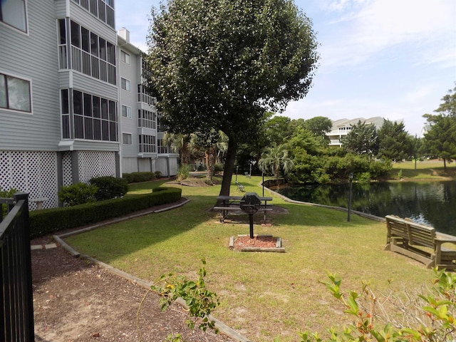 305 N Hillside Dr N Unit 103, North Myrtle Beach, SC 29582 - surrounding community featuring a water view and a lawn