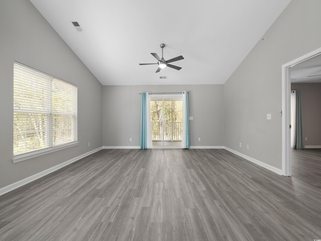4854 Meadowsweet Dr Unit 1909, Myrtle Beach, SC 29579 - unfurnished room with lofted ceiling, ceiling fan, and wood finished floors