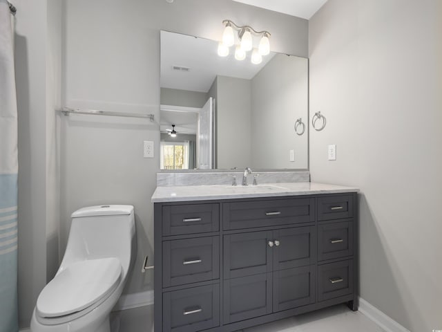 4854 Meadowsweet Dr Unit 1909, Myrtle Beach, SC 29579 - bathroom featuring vanity and ceiling fan