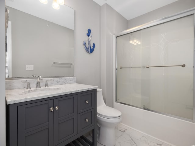 4854 Meadowsweet Dr Unit 1909, Myrtle Beach, SC 29579 - full bath with marble finish floors, vanity, and bath / shower combo with glass door