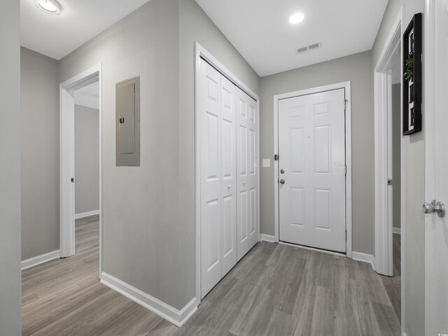 4854 Meadowsweet Dr Unit 1909, Myrtle Beach, SC 29579 - entryway featuring electric panel and wood finished floors