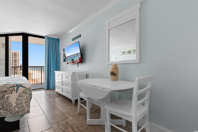 9550 Shore Dr Unit 1026, Myrtle Beach, SC 29572 - tiled bedroom with access to exterior and crown molding