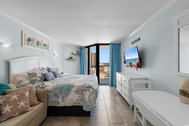 9550 Shore Dr Unit 1026, Myrtle Beach, SC 29572 - tiled bedroom with access to exterior and ornamental molding