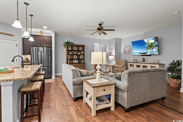 129 Astoria Park Loop, Conway, SC 29526 - living area featuring light wood-type flooring, recessed lighting, a ceiling fan, and baseboards