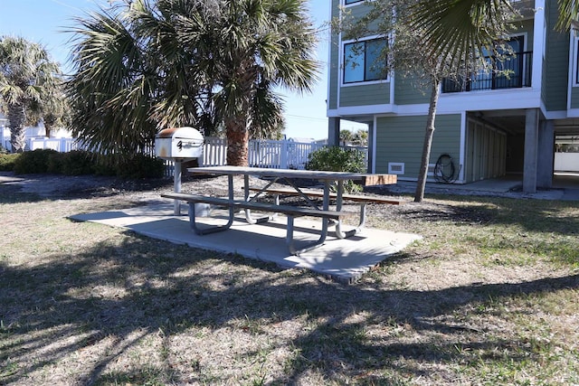view of yard featuring a patio and fence