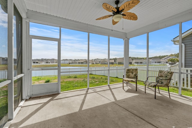 852 Harrison Mill St, Myrtle Beach, SC 29579 - sunroom with a residential view, a water view, and ceiling fan