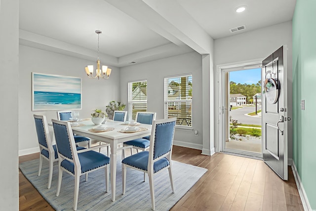 852 Harrison Mill St, Myrtle Beach, SC 29579 - dining area with a chandelier, wood-type flooring, and recessed lighting