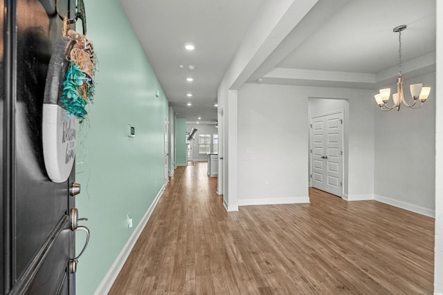 852 Harrison Mill St, Myrtle Beach, SC 29579 - entryway with wood finished floors, a chandelier, and recessed lighting