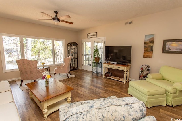 1221 Tidewater Dr Unit 1922, North Myrtle Beach, SC 29582 - living area with a ceiling fan and wood finished floors