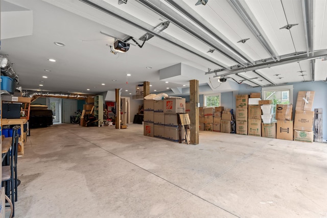 garage featuring recessed lighting
