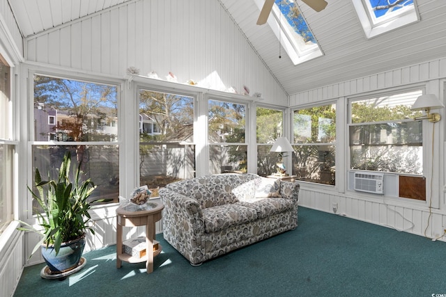 808 Arbor Ln, North Myrtle Beach, SC 29582 - sunroom / solarium featuring a skylight, lofted ceiling, and cooling unit