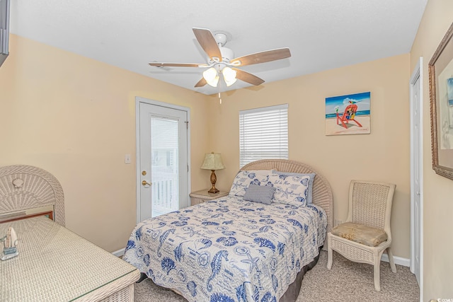 6001-310 S Kings Hwy, Myrtle Beach, SC 29575 - bedroom featuring carpet floors, baseboards, and a ceiling fan