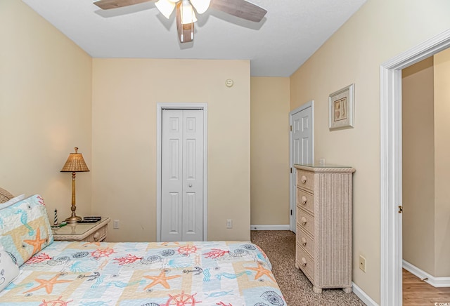 6001-310 S Kings Hwy, Myrtle Beach, SC 29575 - bedroom with a closet, baseboards, and a ceiling fan