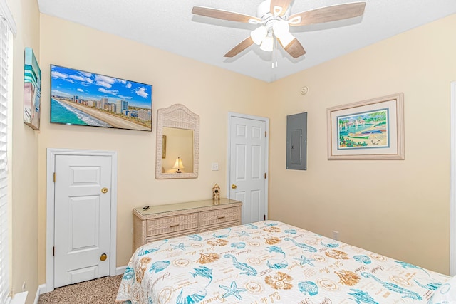 6001-310 S Kings Hwy, Myrtle Beach, SC 29575 - bedroom featuring electric panel, baseboards, and ceiling fan