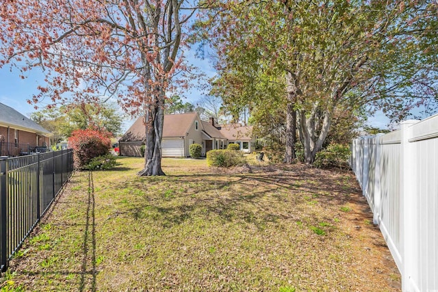 view of yard featuring a fenced backyard
