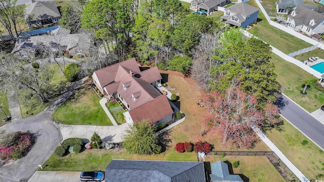 aerial view with a residential view