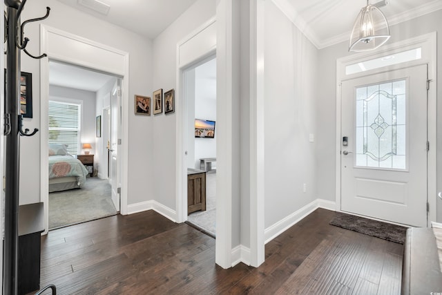 1478 Suncrest Dr, Myrtle Beach, SC 29577 - entryway featuring dark wood-type flooring, baseboards, and crown molding