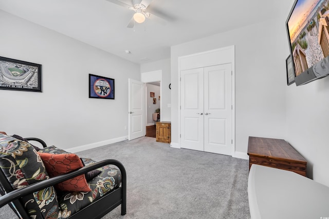 1478 Suncrest Dr, Myrtle Beach, SC 29577 - carpeted bedroom with a closet, ceiling fan, and baseboards