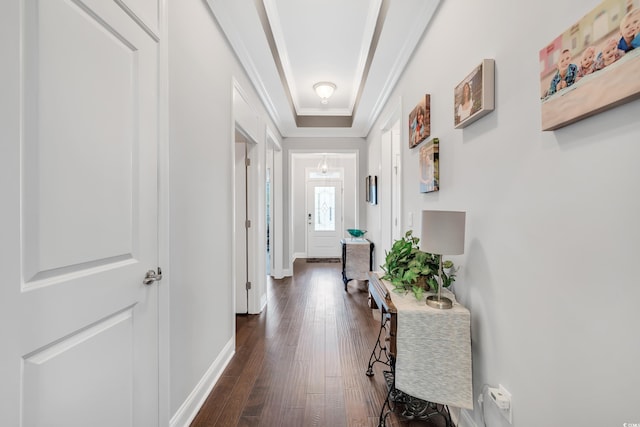 1478 Suncrest Dr, Myrtle Beach, SC 29577 - corridor featuring baseboards, dark wood-style floors, and crown molding