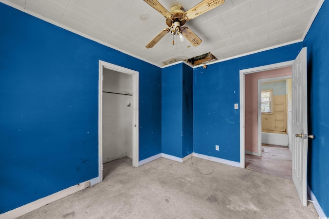 unfurnished bedroom with baseboards and ceiling fan