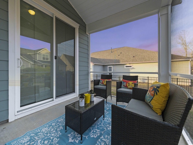 exterior space with outdoor lounge area and a balcony