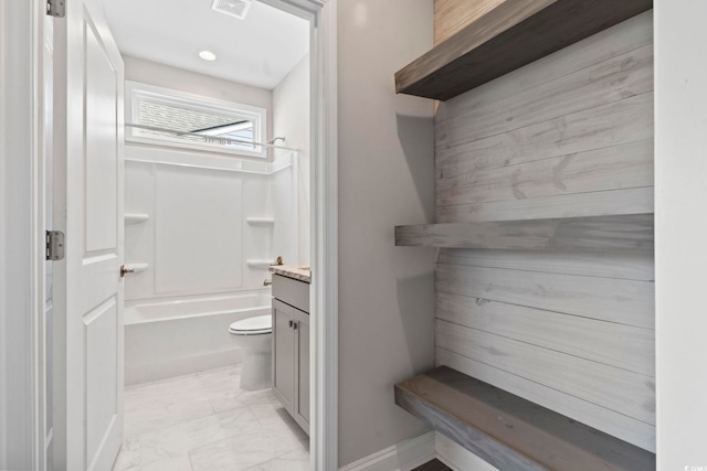 5885 Ledro Ln, Myrtle Beach, SC 29572 - bathroom with marble look tiles, vanity, and washtub / shower combination