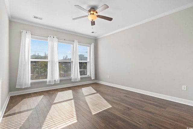5885 Ledro Ln, Myrtle Beach, SC 29572 - spare room with a ceiling fan, crown molding, and dark wood finished floors