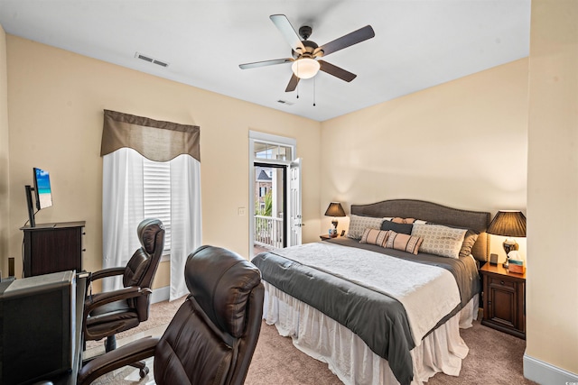 2790 Howard Ave Unit D, Myrtle Beach, SC 29577 - carpeted bedroom with access to exterior, a ceiling fan, and baseboards