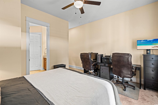2790 Howard Ave Unit D, Myrtle Beach, SC 29577 - carpeted bedroom with an office area, ceiling fan, ensuite bathroom, and baseboards