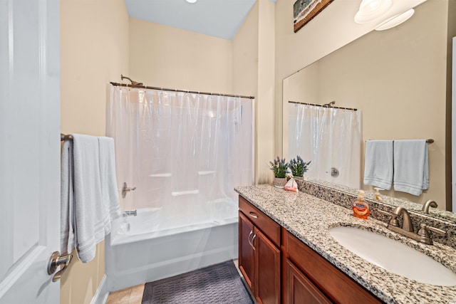 2790 Howard Ave Unit D, Myrtle Beach, SC 29577 - full bath featuring vanity, shower / bath combination with curtain, tile patterned flooring, and baseboards