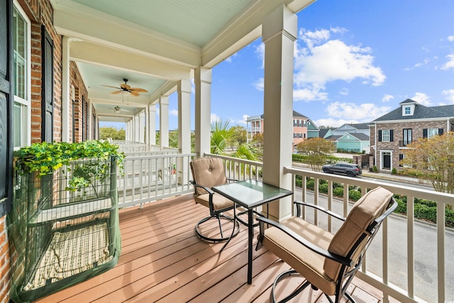 2790 Howard Ave Unit D, Myrtle Beach, SC 29577 - wooden terrace featuring a residential view and ceiling fan