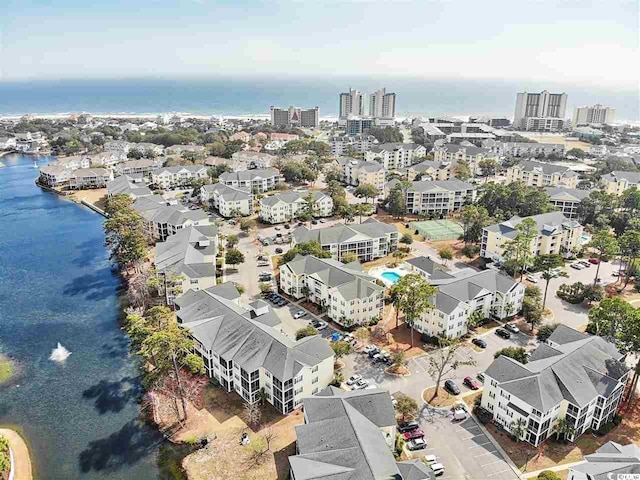 bird's eye view featuring a water view