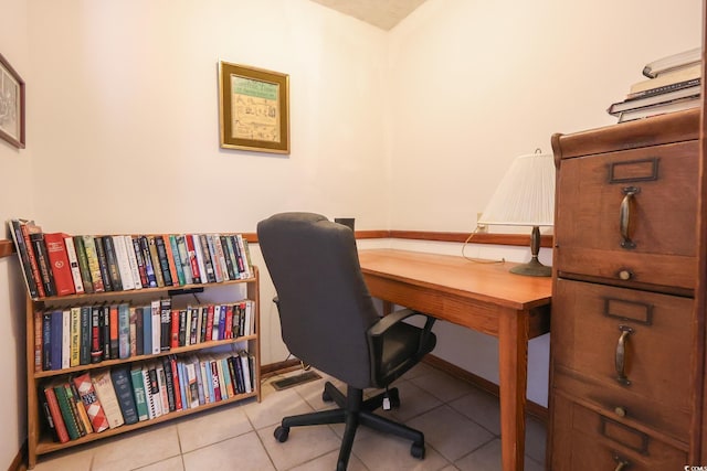 tiled office with baseboards
