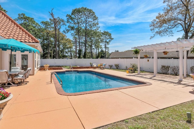 5628 Marion Cir, Myrtle Beach, SC 29577 - view of pool featuring a pergola, a patio area, french doors, and a fenced backyard