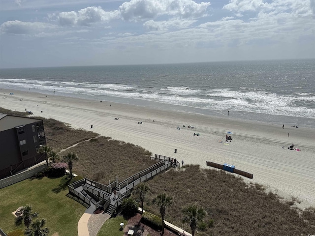 view of water feature with a view of the beach