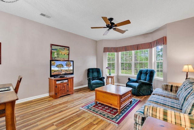 4608 Arran Ct Unit E, Myrtle Beach, SC 29579 - living room featuring light wood-style flooring, baseboards, and a ceiling fan