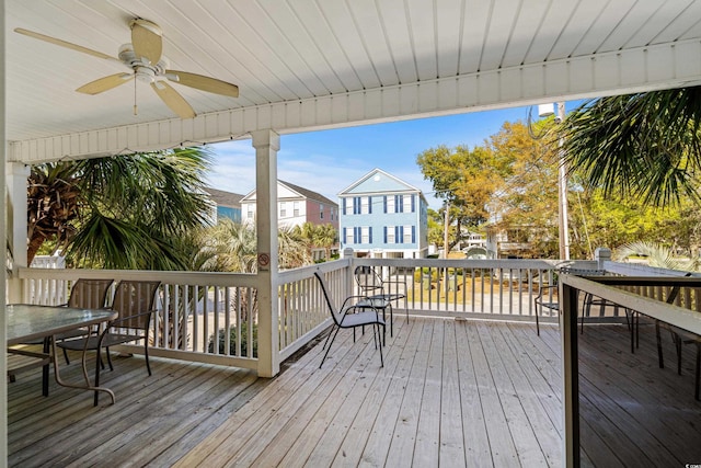 213-A 16th Ave S, Surfside Beach, SC 29575 - deck with a ceiling fan and outdoor dining area