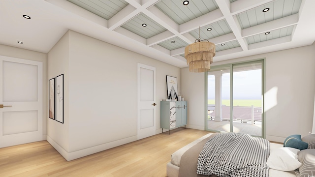 914 Perrin Dr, North Myrtle Beach, SC 29582 - sitting room with wood finished floors, beamed ceiling, recessed lighting, coffered ceiling, and baseboards