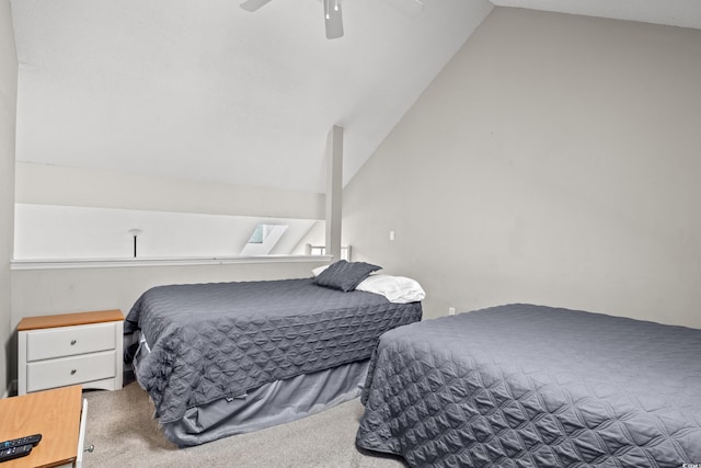 1851 Colony Dr Unit 6J, Myrtle Beach, SC 29575 - bedroom with lofted ceiling, carpet flooring, ceiling fan, and a skylight