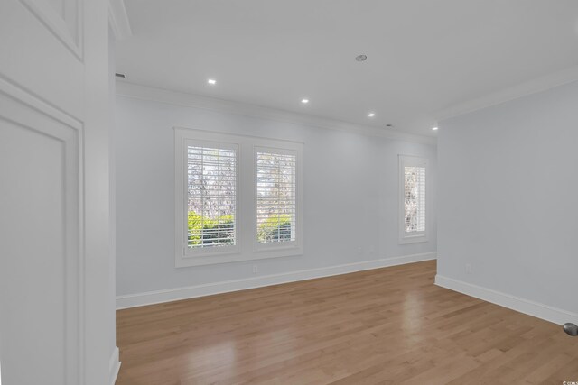 spare room featuring a wealth of natural light, baseboards, and ornamental molding