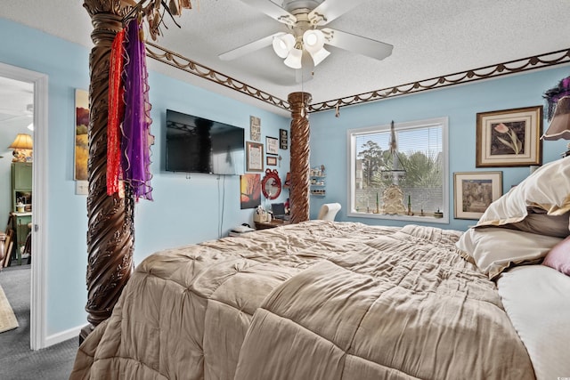 213 Landing Rd Unit A, North Myrtle Beach, SC 29582 - carpeted bedroom featuring a textured ceiling and ceiling fan