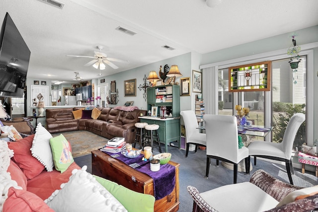 213 Landing Rd Unit A, North Myrtle Beach, SC 29582 - living room with carpet floors and ceiling fan