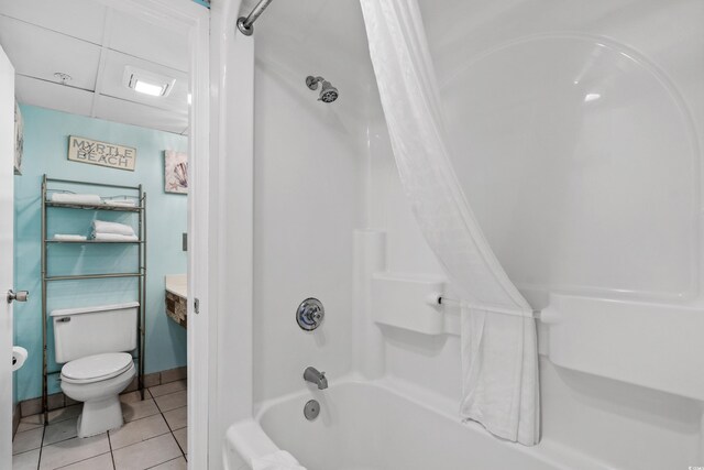 1501 S Ocean Blvd Unit 845, Myrtle Beach, SC 29577 - full bathroom with toilet, tile patterned floors, and shower / bathtub combination with curtain