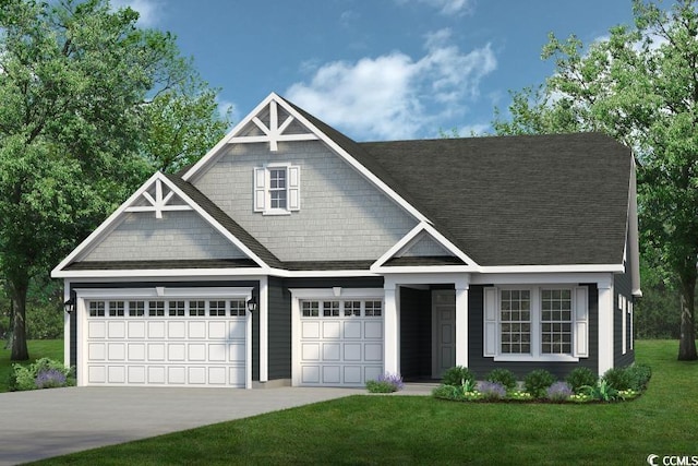 1246 Halter Pl, Calabash, NC 28467 - view of front of house with a front yard, concrete driveway, a garage, and roof with shingles