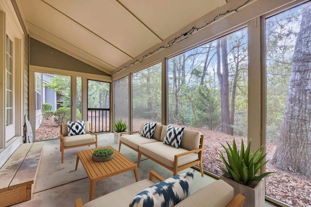 1545 Spinnaker Dr Unit 2C, North Myrtle Beach, SC 29582 - sunroom with outdoor lounge area and vaulted ceiling