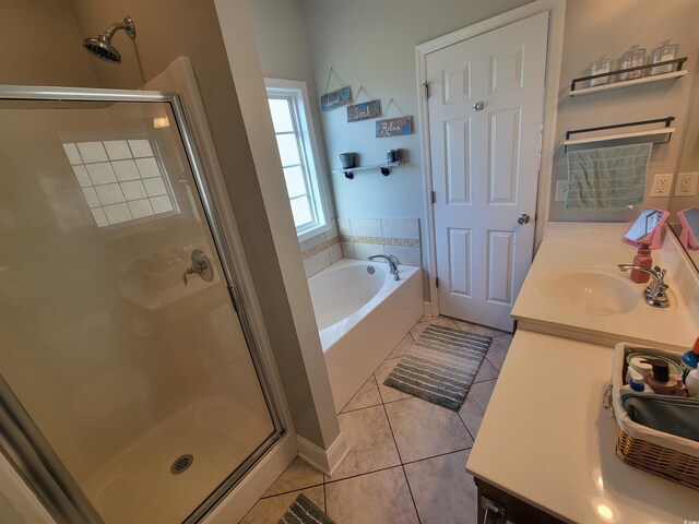 7473 Louisville Rd, Aynor, SC 29511 - full bath with a garden tub, tile patterned flooring, a stall shower, and vanity