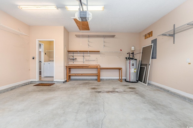 406 Pritchard St, Myrtle Beach, SC 29588 - garage with electric panel, washer / clothes dryer, baseboards, a garage door opener, and electric water heater