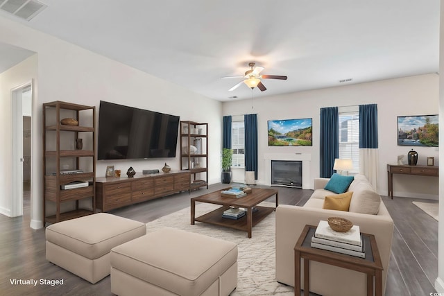 601 Seth Ln, Longs, SC 29568 - living room featuring ceiling fan, wood finished floors, and baseboards