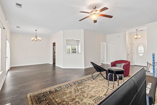 601 Seth Ln, Longs, SC 29568 - living room with a chandelier, ceiling fan, plenty of natural light, and crown molding